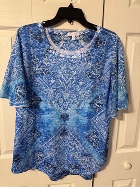 Concepts Blue Patterned Short Sleeve Top